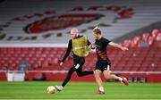 28 October 2020; Chris Shields, left, and Greg Sloggett during a Dundalk Training Session at the Emirates Stadium in London, England. Photo by Ben McShane/Sportsfile