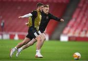 28 October 2020; Sean Murray, left, and Sean Hoare during a Dundalk Training Session at the Emirates Stadium in London, England. Photo by Ben McShane/Sportsfile