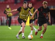 28 October 2020; Patrick McEleney, left, and Greg Sloggett during a Dundalk Training Session at the Emirates Stadium in London, England. Photo by Ben McShane/Sportsfile