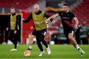 28 October 2020; Chris Shields, left, and Jordan Flores during a Dundalk Training Session at the Emirates Stadium in London, England. Photo by Ben McShane/Sportsfile