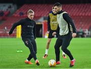 28 October 2020; Patrick Hoban, right, and John Mountney during a Dundalk Training Session at the Emirates Stadium in London, England. Photo by Ben McShane/Sportsfile