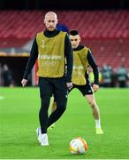 28 October 2020; Chris Shields, left, and Darragh Leahy during a Dundalk Training Session at the Emirates Stadium in London, England. Photo by Ben McShane/Sportsfile