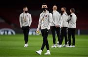 29 October 2020; Darragh Leahy of Dundalk walks the pitch with his team-mates prior to the UEFA Europa League Group B match between Arsenal and Dundalk at the Emirates Stadium in London, England. Photo by Ben McShane/Sportsfile