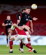 29 October 2020; Sean Murray of Dundalk in action against Granit Xhaka of Arsenal during the UEFA Europa League Group B match between Arsenal and Dundalk at the Emirates Stadium in London, England. Photo by Matt Impey/Sportsfile