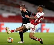 29 October 2020; Sean Murray of Dundalk in action against Reiss Nelson of Arsenal during the UEFA Europa League Group B match between Arsenal and Dundalk at the Emirates Stadium in London, England. Photo by Matt Impey/Sportsfile