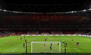 29 October 2020; Joe Willock of Arsenal scores his side's second goal in front of an empty stadium during the UEFA Europa League Group B match between Arsenal and Dundalk at the Emirates Stadium in London, England. Photo by Ben McShane/Sportsfile