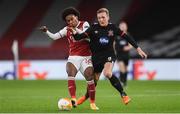 29 October 2020; John Mountney of Dundalk is tackled by Willian of Arsenal during the UEFA Europa League Group B match between Arsenal and Dundalk at the Emirates Stadium in London, England. Photo by Ben McShane/Sportsfile