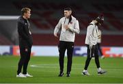 29 October 2020; Dundalk players, from left, Greg Sloggett, Brian Gartland and Stefan Colovic ahead of the UEFA Europa League Group B match between Arsenal and Dundalk at the Emirates Stadium in London, England. Photo by Ben McShane/Sportsfile
