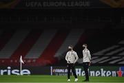 29 October 2020; Dane Massey, left, and Sean Gannon of Dundalk ahead of the UEFA Europa League Group B match between Arsenal and Dundalk at the Emirates Stadium in London, England. Photo by Ben McShane/Sportsfile