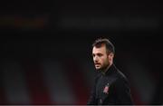 29 October 2020; Stefan Colovic of Dundalk ahead of the UEFA Europa League Group B match between Arsenal and Dundalk at the Emirates Stadium in London, England. Photo by Ben McShane/Sportsfile