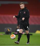 29 October 2020; Sean Hoare of Dundalk ahead of the UEFA Europa League Group B match between Arsenal and Dundalk at the Emirates Stadium in London, England. Photo by Ben McShane/Sportsfile