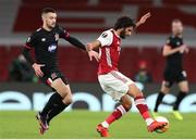 29 October 2020; Mohammed Elneny of Arsenal in action against Michael Duffy of Dundalk during the UEFA Europa League Group B match between Arsenal and Dundalk at the Emirates Stadium in London, England. Photo by Matt Impey/Sportsfile