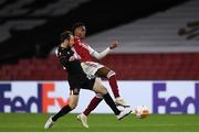 29 October 2020; Joe Willock of Arsenal and Stefan Colovic of Dundalk during the UEFA Europa League Group B match between Arsenal and Dundalk at the Emirates Stadium in London, England. Photo by Ben McShane/Sportsfile