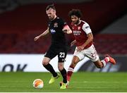 29 October 2020; Cameron Dummigan of Dundalk and Mohamed Elneny of Arsenal during the UEFA Europa League Group B match between Arsenal and Dundalk at the Emirates Stadium in London, England. Photo by Ben McShane/Sportsfile