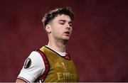 29 October 2020; Kieran Tierney of Arsenal during the UEFA Europa League Group B match between Arsenal and Dundalk at the Emirates Stadium in London, England. Photo by Ben McShane/Sportsfile