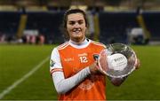30 October 2020; Aimee Mackin of Armagh accepts the Player of the Match award following the TG4 All-Ireland Senior Ladies Football Championship Round 1 match between Tyrone and Armagh at Kingspan Breffni Park in Cavan. Photo by Stephen McCarthy/Sportsfile