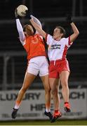 30 October 2020; Caroline O'Hanlon of Armagh in action against Tori McLaughlin of Tyrone during the TG4 All-Ireland Senior Ladies Football Championship Round 1 match between Tyrone and Armagh at Kingspan Breffni Park in Cavan. Photo by Stephen McCarthy/Sportsfile