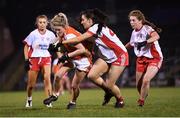 30 October 2020; Eve Lavery of Armagh in action against Ciara Munroe of Tyrone during the TG4 All-Ireland Senior Ladies Football Championship Round 1 match between Tyrone and Armagh at Kingspan Breffni Park in Cavan. Photo by Stephen McCarthy/Sportsfile