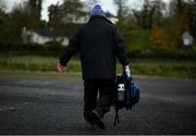 31 October 2020; An official arrives with his bag and sanitiser product prior to the Ulster GAA Football Senior Championship Preliminary Round match between Monaghan and Cavan at St Tiernach’s Park in Clones, Monaghan. Photo by Stephen McCarthy/Sportsfile