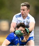 31 October 2020; Fintan Kelly of Monaghan and Luke Fortune of Cavan during the Ulster GAA Football Senior Championship Preliminary Round match between Monaghan and Cavan at St Tiernach’s Park in Clones, Monaghan. Photo by Stephen McCarthy/Sportsfile