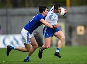 31 October 2020; Dermot Malone of Monaghan in action against Stephen Smith of Cavan during the Ulster GAA Football Senior Championship Preliminary Round match between Monaghan and Cavan at St Tiernach’s Park in Clones, Monaghan. Photo by Stephen McCarthy/Sportsfile