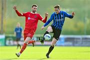 31 October 2020; Ciaran Grogan of Athlone Town in action against Ciarán Kilduff of Shelbourne during the Extra.ie FAI Cup Quarter-Final match between Athlone Town and Shelbourne at the Athlone Town Stadium in Athlone, Westmeath. Photo by Harry Murphy/Sportsfile