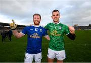 31 October 2020; Chris Conroy, left, and Raymond Galligan of Cavan celebrate following the Ulster GAA Football Senior Championship Preliminary Round match between Monaghan and Cavan at St Tiernach’s Park in Clones, Monaghan. Photo by Stephen McCarthy/Sportsfile