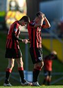 31 October 2020; Karl Chambers of Longford Town, right, reacts after a missed chance during the SSE Airtricity League First Division Play-off Semi-Final match between UCD and Longford Town at the UCD Bowl in Belfield, Dublin. Photo by Sam Barnes/Sportsfile