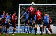 31 October 2020; Joe Gorman of Longford Town, 32, heads home his side's first goal during the SSE Airtricity League First Division Play-off Semi-Final match between UCD and Longford Town at the UCD Bowl in Belfield, Dublin. Photo by Sam Barnes/Sportsfile