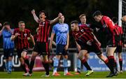 31 October 2020; Joe Gorman of Longford Town, second from right, celebrates after scoring his side's first goal during the SSE Airtricity League First Division Play-off Semi-Final match between UCD and Longford Town at the UCD Bowl in Belfield, Dublin. Photo by Sam Barnes/Sportsfile