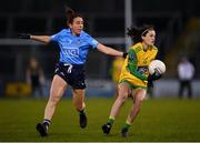 31 October 2020; Amy Boyle Carr of Donegal in action against Siobhan McGrath of Dublin during the TG4 All-Ireland Senior Ladies Football Championship Round 1 match between Dublin and Donegal at Kingspan Breffni Park in Cavan. Photo by Seb Daly/Sportsfile