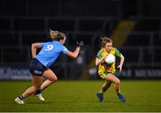 31 October 2020; Niamh McLaughlin of Donegal in action against Jennifer Dunne of Dublin during the TG4 All-Ireland Senior Ladies Football Championship Round 1 match between Dublin and Donegal at Kingspan Breffni Park in Cavan. Photo by Seb Daly/Sportsfile