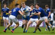 31 October 2020; Ryan McAnespie of Monaghan in action against Cavan players, from left, Gerard Smith, Stephen Smith and Killian Brady during the Ulster GAA Football Senior Championship Preliminary Round match between Monaghan and Cavan at St Tiernach’s Park in Clones, Monaghan. Photo by Stephen McCarthy/Sportsfile