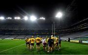 31 October 2020; Wexford manager Davy Fitzgerald speaks to his team ahead of the Leinster GAA Hurling Senior Championship Semi-Final match between Galway and Wexford at Croke Park in Dublin. Photo by Ramsey Cardy/Sportsfile