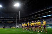 31 October 2020; The Wexford team during the National Anthem ahead of the Leinster GAA Hurling Senior Championship Semi-Final match between Galway and Wexford at Croke Park in Dublin. Photo by Ramsey Cardy/Sportsfile