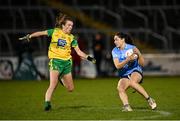 31 October 2020; Sinead Goldrick of Dublin in action against Eilish Ward of Donegal during the TG4 All-Ireland Senior Ladies Football Championship Round 1 match between Dublin and Donegal at Kingspan Breffni Park in Cavan. Photo by Seb Daly/Sportsfile