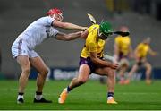 31 October 2020; Conor McDonald of Wexford in action against Joe Canning of Galway during the Leinster GAA Hurling Senior Championship Semi-Final match between Galway and Wexford at Croke Park in Dublin. Photo by Ramsey Cardy/Sportsfile