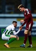 31 October 2020; Jack Lynch of Galway United with Ryan Graydon of Bray Wanderers following the SSE Airtricity League First Division Play-off Semi-Final match between Bray Wanderers and Galway United at the Carlisle Grounds in Bray, Wicklow. Photo by Eóin Noonan/Sportsfile