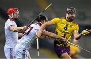 31 October 2020; Jack O’Connor of Wexford in action against Joe Canning, left, and Sean Linnane of Galway during the Leinster GAA Hurling Senior Championship Semi-Final match between Galway and Wexford at Croke Park in Dublin. Photo by Ramsey Cardy/Sportsfile