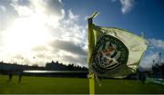 31 October 2020; A detailed view of the Bray Wanderers crest on the corner flag during the SSE Airtricity League First Division Play-off Semi-Final match between Bray Wanderers and Galway United at the Carlisle Grounds in Bray, Wicklow. Photo by Eóin Noonan/Sportsfile
