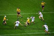 31 October 2020; David Dunne of Wexford in action against Aidan Harte, and Cathal Mannion of Galway during the Leinster GAA Hurling Senior Championship Semi-Final match between Galway and Wexford at Croke Park in Dublin. Photo by Daire Brennan/Sportsfile