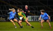 31 October 2020; Niamh Carr of Donegal in action against Caoimhe O'Connor, left, and Noelle Healy of Dublin during the TG4 All-Ireland Senior Ladies Football Championship Round 1 match between Dublin and Donegal at Kingspan Breffni Park in Cavan. Photo by Seb Daly/Sportsfile