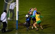 31 October 2020; Ciara Trant of Dublin in action against Niamh Hegarty of Donegal during the TG4 All-Ireland Senior Ladies Football Championship Round 1 match between Dublin and Donegal at Kingspan Breffni Park in Cavan. Photo by Seb Daly/Sportsfile