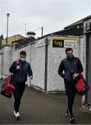 1 November 2020; Louth players Patrick Reilly, left, and Tommy Dornan arriving to TEG Cusack Park prior to the Leinster GAA Football Senior Championship Round 1 match between Louth and Longford at TEG Cusack Park in Mullingar, Westmeath. Photo by Eóin Noonan/Sportsfile