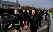 1 November 2020; Áine O’Gorman, right, and Niamh Barnes arrive for training during a Peamount United Media Day at PRL Park in Greenogue, Dublin. Photo by Sam Barnes/Sportsfile
