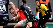 1 November 2020; Matt Gallagher of Munster beats the tackle of Josh Lewis of Dragons to score a try during the Guinness PRO14 match between Dragons and Munster at Rodney Parade in Newport, Wales. Photo by Ben Evans/Sportsfile