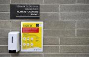 1 November 2020; A hand sanitising station is seen outside one of the dressing rooms prior to the Munster GAA Hurling Senior Championship Semi-Final match between Tipperary and Limerick at Páirc Uí Chaoimh in Cork. Photo by Brendan Moran/Sportsfile
