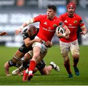 1 November 2020; Calvin Nash of Munster is tackled by Ollie Griffiths of Dragons during the Guinness PRO14 match between Dragons and Munster at Rodney Parade in Newport, Wales. Photo by Chris Fairweather/Sportsfile