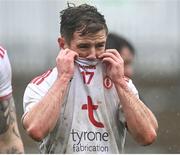 1 November 2020; Mark Bradley of Tyrone reacts following the Ulster GAA Football Senior Championship Quarter-Final match between Donegal and Tyrone at Pairc MacCumhaill in Ballybofey, Donegal. Photo by Harry Murphy/Sportsfile