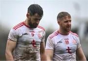 1 November 2020; Matthew Donnelly, left, and Frank Burns of Tyrone following the Ulster GAA Football Senior Championship Quarter-Final match between Donegal and Tyrone at Pairc MacCumhaill in Ballybofey, Donegal. Photo by Harry Murphy/Sportsfile